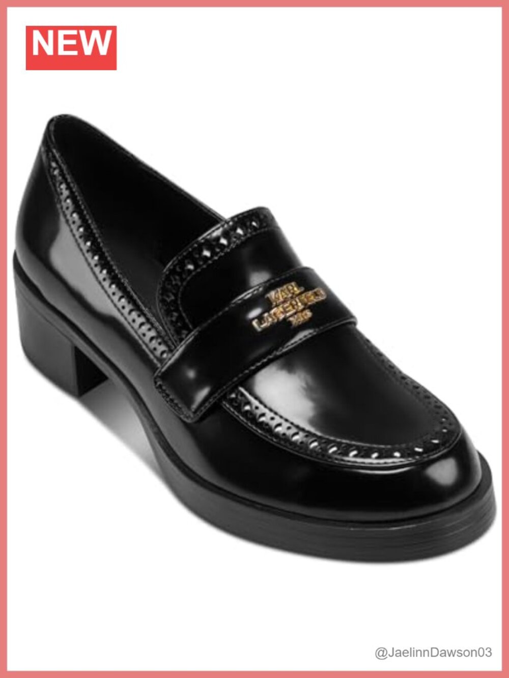 Karl Lagerfeld Cenalla Platform Loafer with Metallic Finishes and Logo